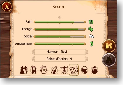 Sims Medieval Iphone - Statut du personnage Sims Medieval Iphone - Statut du personnage