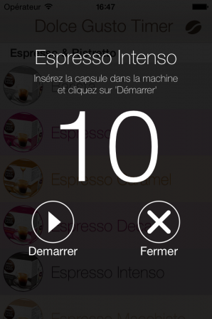 Dolce Gusto Timer iOs - Minuterie
